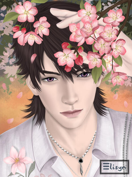 Caleb and his asiatic apple blossoms